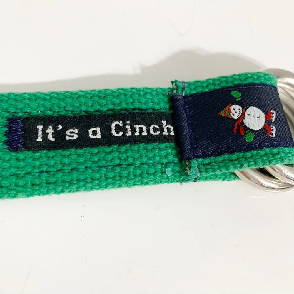 It’s a Cinch Whimsical Snowman Ribbon Webbed Belt w Silver Toned D Ring Closure